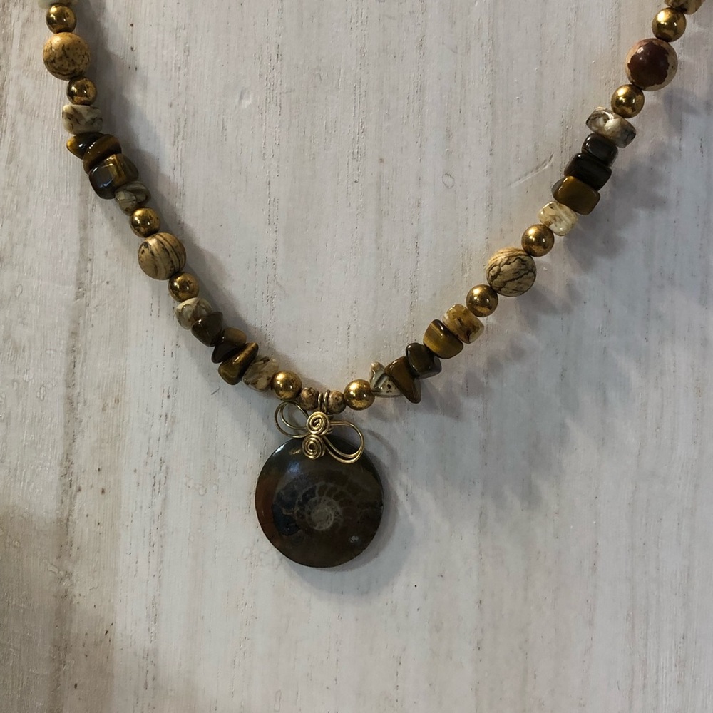 Tigers Eye and Ammonite Necklace
